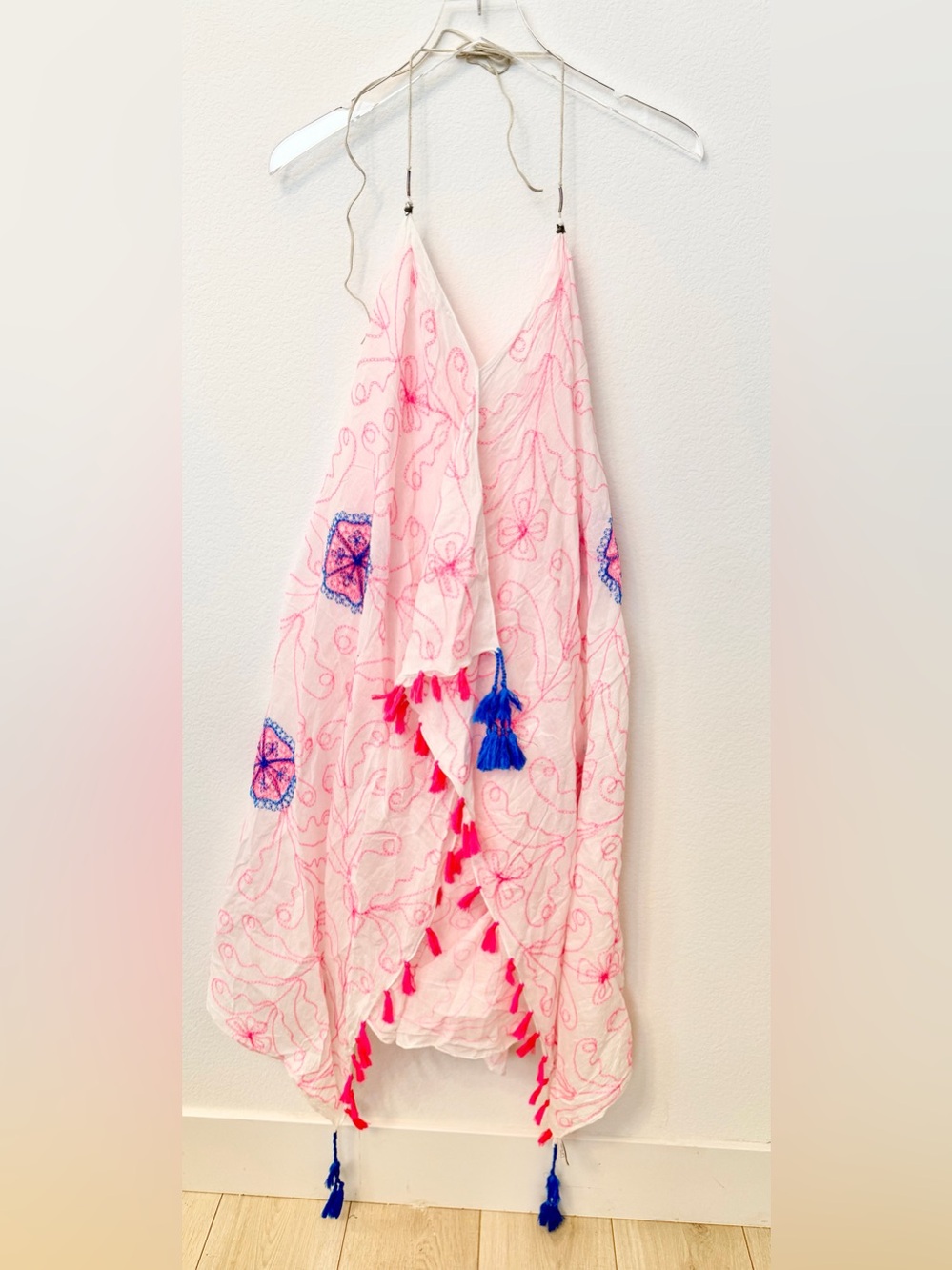 Cotton Hot Pink Accent Swim Cover Up O/S